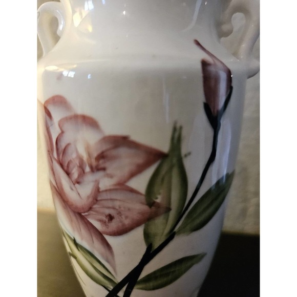 Hand-Painted Flower 3 Leaf Clover Stamp Vase Japan - Picture 2 of 8